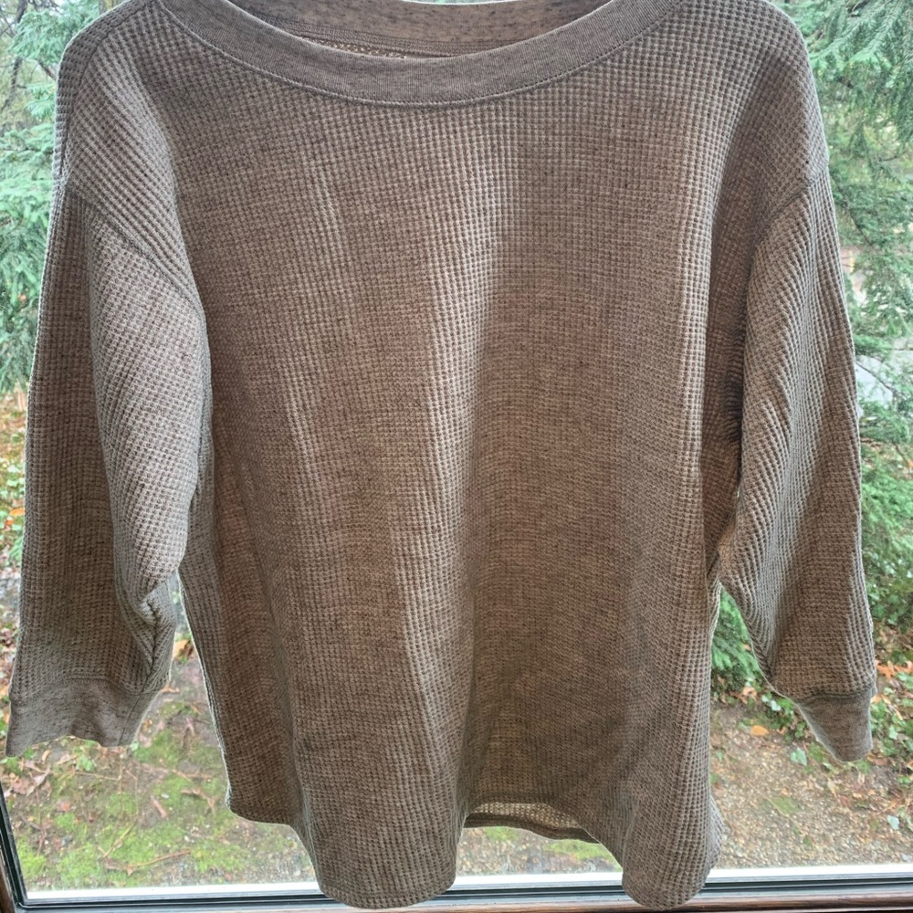 3/4 length waffle knit loose tee